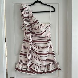 C/MEO Collective On Her Own Mini Dress Size L Ivory Stripe